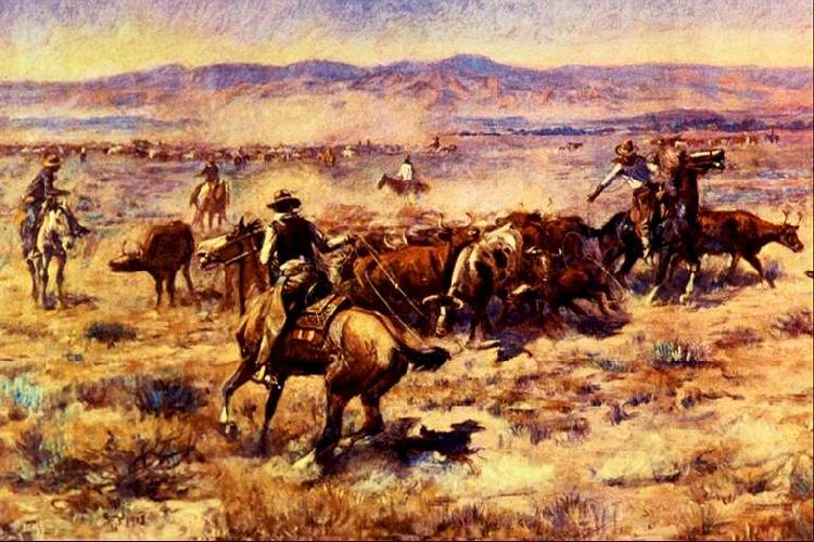 Charles M Russell The Round Up oil painting picture